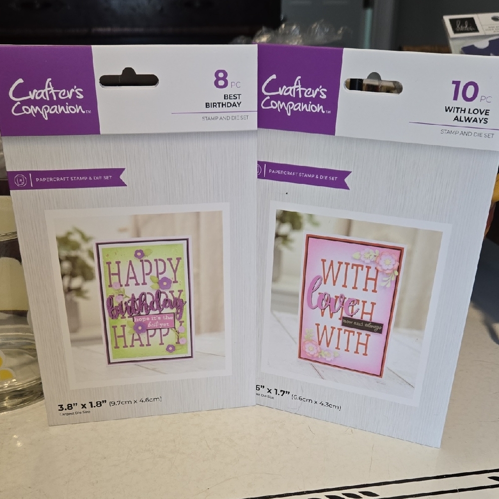 Crafter's Companion Lot Of 2 Papercraft Stamp & Die Sets (Birthday & Love) NEW